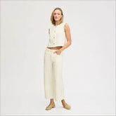 Laser Fray Wide Leg Jean