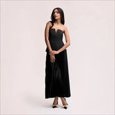 Strapless Pleated Maxi Dress