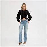 Lace Insert Ruffle Top