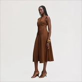 Pleat Waist Sleeveless Maxi Dress