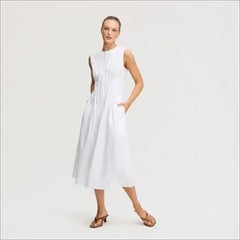 Pleat Waist Sleeveless Maxi Dress