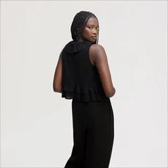 Sleeveless V Neck Flounce Top